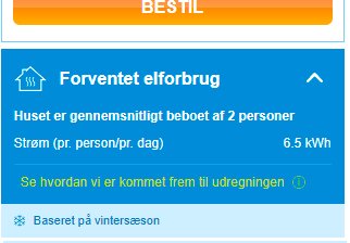 Forventet elforbrug sommerhus
