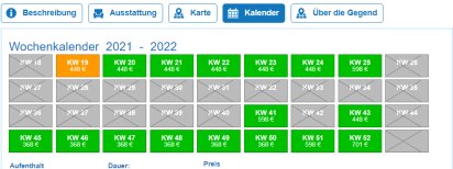 Belegungskalender Saisonzeiten Esmark