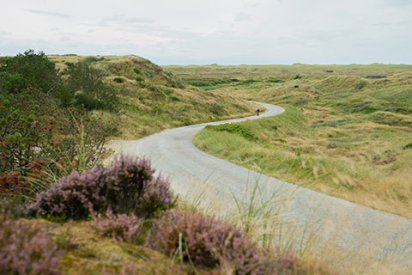 Cykle ad de små veje langs klitterne i Houstrup