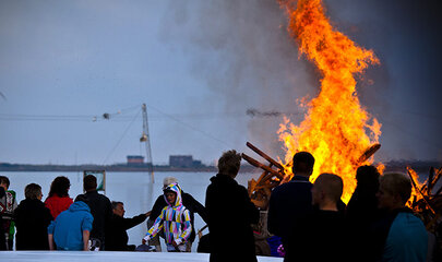 Sankt Hans bei der Kabelbahn in Hvide Sande