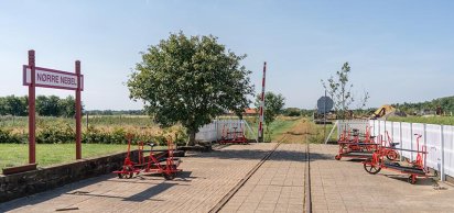 Bahnhof für Schienenfahrräder in Nørre Nebel