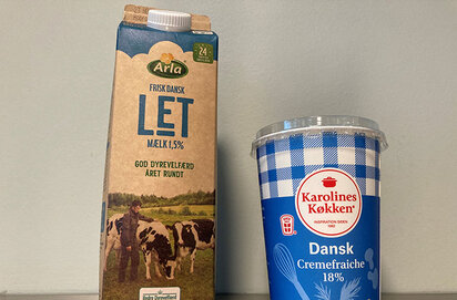 Fettarme Milch und Creme Fraiche