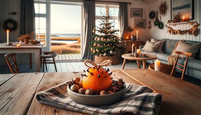 Orange mit Nelken im Ferienhaus zu Weihnachten