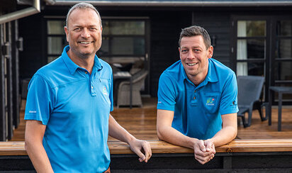 Indehavere af Esmark Feriehusudlejning, Anders Thygesen og Thomas Sørensen.