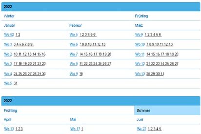 Saisonkalender Esmark