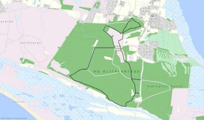 Link zur ”Gelben Route” in Blåbjerg Klitplantage bei Houstrup und Henne (Naturstyrelsen, 2022): https://udinaturen.dk/shelter/9717